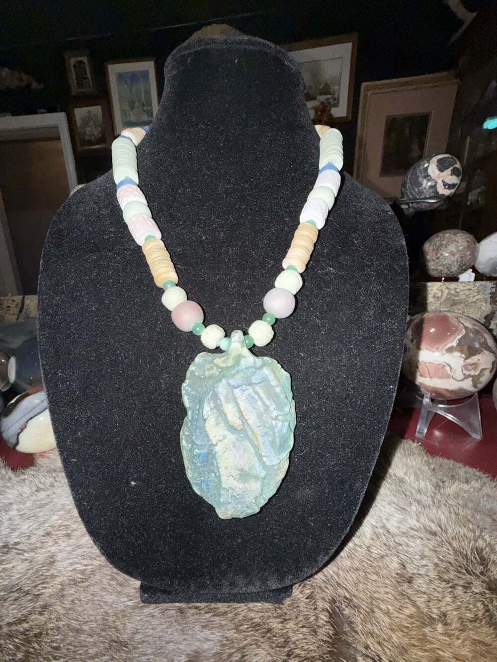 Artisan Clay Stone Beads & Pendant Necklace Multi-Color Gemstone Beads